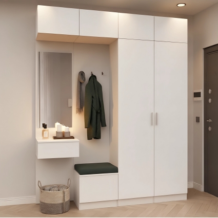 Набор мебели для прихожей "Марсель-210" МР 01-210 В2490 Ш2000 Г420 (ЛДСП Белый премиум)